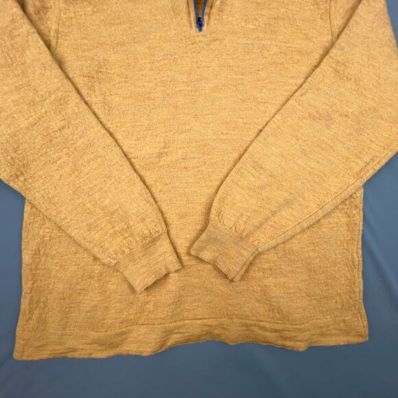 Toscano Lambswool Sweater Italy | Tan Blue Quarter Zip | Fits S/M - Picture 3 of 10